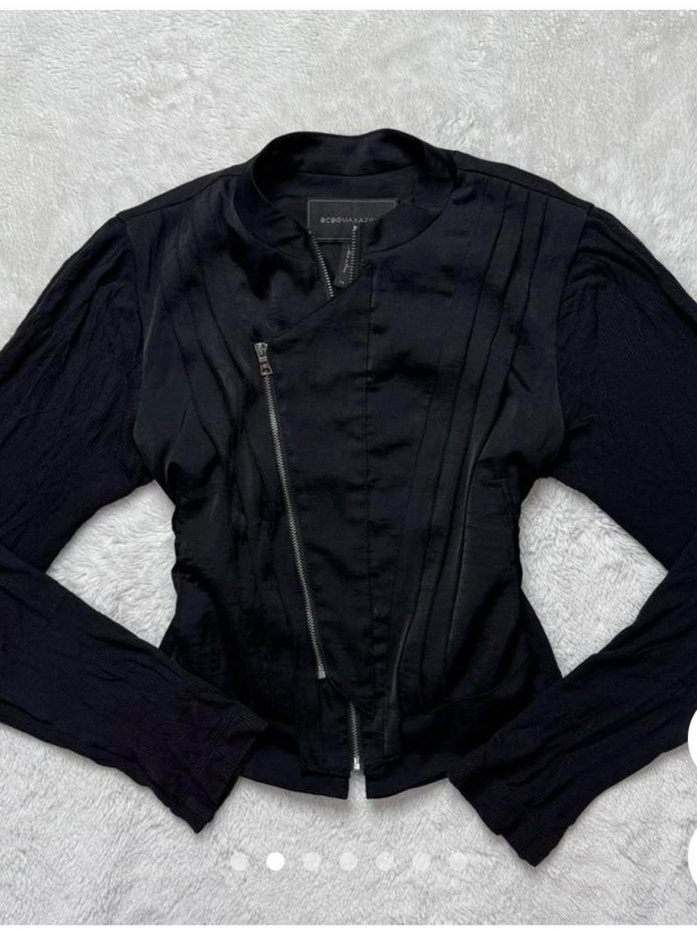 BCBGMaxAzria Black Asymmetrical Zip Bomber Jacket